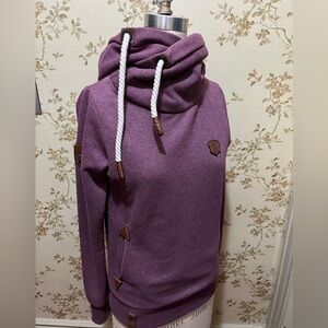 Naketano Small Hooded Wrap Sweatshirt Pinky Purple Berry color